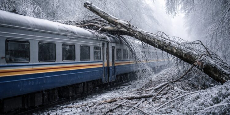 Дерево впало на потяг